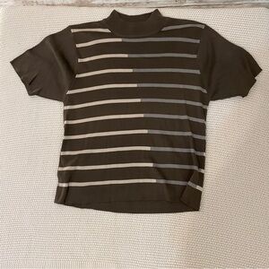 Men's Brown Striped Turtleneck Sweater